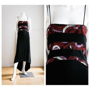 COPY - BOGO FREE - Vintage Bias Cut Slinky Black Beaded Dress
